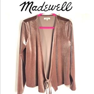 Madewell brown velour long sleeve cardigan size L